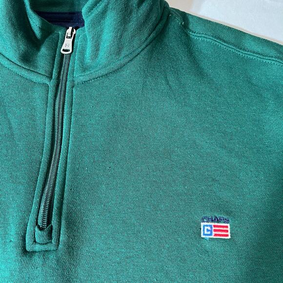 CHAPS Everyday Fleece Men's Size XL, Quarter Zip Rain Forest Green NWT - Picture 4 of 7